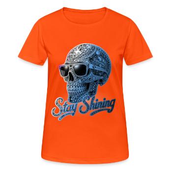 Crâne de diamant Stay Shining - T-shirt respirant Femme - orange néon - Devant - AI Model Female 172 dark (172cm)