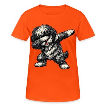 Dabbing Bergamo Shepherd Dog - Women's Breathable T-Shirt - neon orange - Front - AI Model Female 172 dark (172cm)