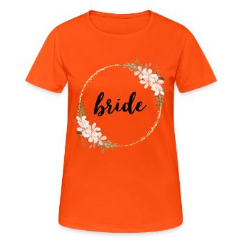 Anneau de fleurs en or avec des fleurs - T-shirt respirant Femme - orange néon - Devant - AI Model Female 172 dark (172cm)