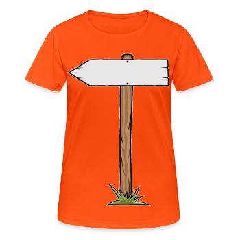Hiking trail Schildmotiv - Women's Breathable T-Shirt - neon orange - Front - AI Model Female 172 dark (172cm)