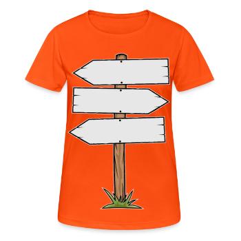 Panneau de direction en bois - T-shirt respirant Femme - orange néon - Devant - AI Model Female 172 dark (172cm)