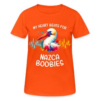 Ligne du cœur Nazca Booby - T-shirt respirant Femme - orange néon - Devant - AI Model Female 172 dark (172cm)