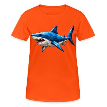 Low Poly Shark - Women's Breathable T-Shirt - neon orange - Front - AI Model Female 172 dark (172cm)
