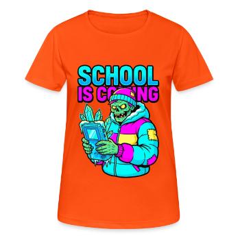 School Is Coming Winter '95 Handheld Gamer Zombie - Women's Breathable T-Shirt - neon orange - Front - AI Model Female 172 dark (172cm)