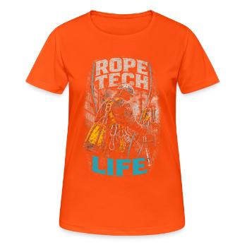 Industrial Climber Height Worker Rope Tech Life - Women's Breathable T-Shirt - neon orange - Front - AI Model Female 172 dark (172cm)