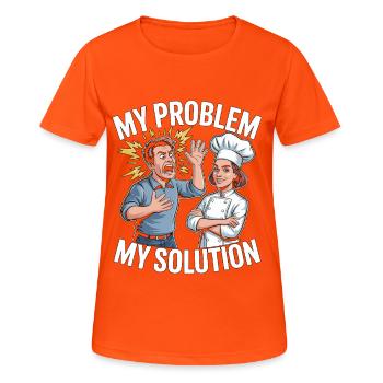 Chef du restaurant Mon problème Mon pictogramme Maman Papa - T-shirt respirant Femme - orange néon - Devant - AI Model Female 172 dark (172cm)