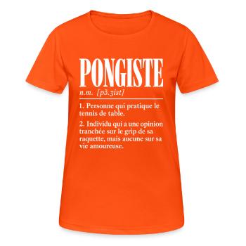 Pongiste – Définition humoristique - T-shirt respirant Femme - orange néon - Devant - AI Model Female 172 dark (172cm)