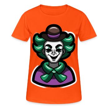 Green Clown Mime Cartoon Portrait - Women's Breathable T-Shirt - neon orange - Front - AI Model Female 172 dark (172cm)
