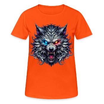 Neon Dual Eyed Wolf - Women's Breathable T-Shirt - neon orange - Front - AI Model Female 172 dark (172cm)