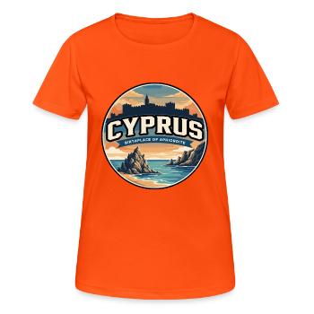 Insigne Rock Rétro de Chypre Aphrodite - T-shirt respirant Femme - orange néon - Devant - AI Model Female 172 dark (172cm)