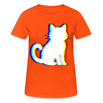 EDM Cat - Electronic Dance Music - Women's Breathable T-Shirt - neon orange - Front - AI Model Female 172 dark (172cm)