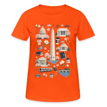 Washington D.C. | Monuments & Cherry Blossoms - Women's Breathable T-Shirt - neon orange - Front - AI Model Female 172 dark (172cm)