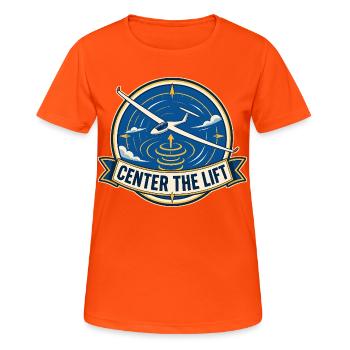 CENTREZ LE REMONTE-CHARGE - T-shirt respirant Femme - orange néon - Devant - AI Model Female 172 dark (172cm)