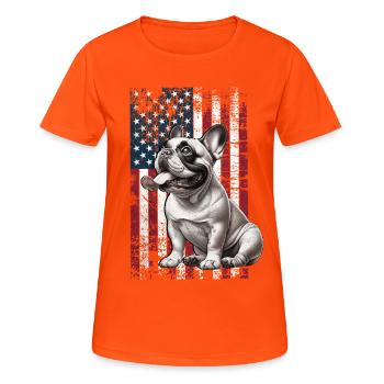 Bouledogue français US Französische Bulldogge - T-shirt respirant Femme - orange néon - Devant - AI Model Female 172 dark (172cm)