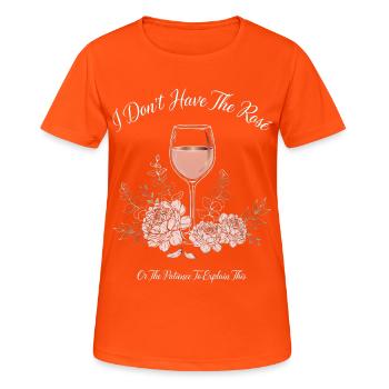 Je n’ai pas la rose - Vin et pivoines - T-shirt respirant Femme - orange néon - Devant - AI Model Female 172 dark (172cm)