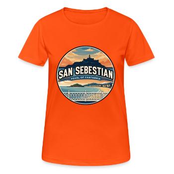 Retro San Sebastian La Concha Badge - Women's Breathable T-Shirt - neon orange - Front - AI Model Female 172 dark (172cm)