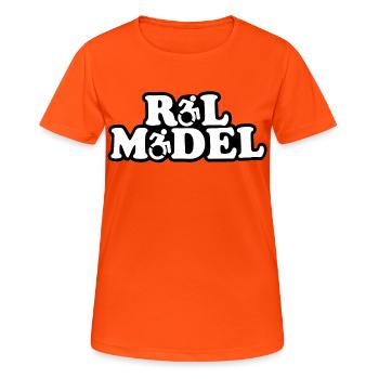 Jeder Rollstuhlnutzer ist ein Vorbild # - Frauen T-Shirt atmungsaktiv - Neonorange - Vorne - AI Model Female 172 dark (172cm)