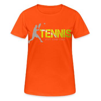 Tennis Best Game Ever Vintage Design für Trainer - Frauen T-Shirt atmungsaktiv - Neonorange - Vorne - AI Model Female 172 dark (172cm)