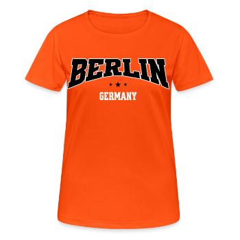 Berlin Germany Lettering College Style - Women's Breathable T-Shirt - neon orange - Front - AI Model Female 172 dark (172cm)