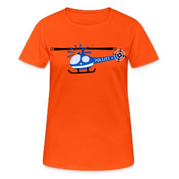 Hubschrauber Polizei Kinder - Frauen T-Shirt atmungsaktiv - Neonorange - Vorne - AI Model Female 172 dark (172cm)