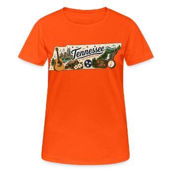 Tennessee Great Smoky Mountains Vintage Sticker - Women's Breathable T-Shirt - neon orange - Front - AI Model Female 172 dark (172cm)