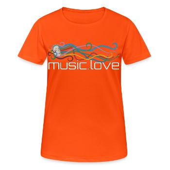 Music streams music.love - Women's Breathable T-Shirt - neon orange - Front - AI Model Female 172 dark (172cm)