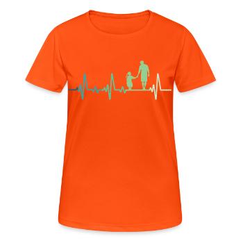 Father and daughter heartbeat dad and daughter - Women's Breathable T-Shirt - neon orange - Front - AI Model Female 172 dark (172cm)