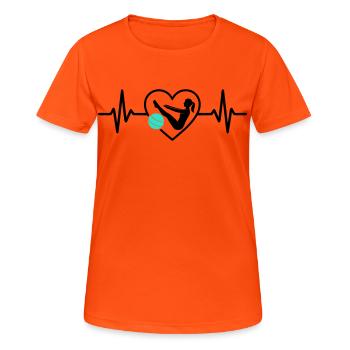 Pilates Heart Woman Silhouette Fitness Training - Women's Breathable T-Shirt - neon orange - Front - AI Model Female 172 dark (172cm)