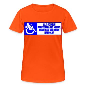Mein Parkplatz, also auch mein Handicap! - Frauen T-Shirt atmungsaktiv - Neonorange - Vorne - AI Model Female 172 dark (172cm)