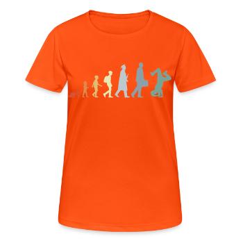 Vintage Breakdancer Evolution - Frauen T-Shirt atmungsaktiv - Neonorange - Vorne - AI Model Female 172 dark (172cm)