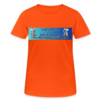 Autoaufkleber eines Rollstuhlclowns # - Frauen T-Shirt atmungsaktiv - Neonorange - Vorne - AI Model Female 172 dark (172cm)