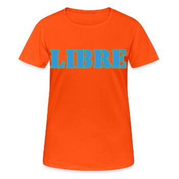 LIBRE - T-shirt respirant Femme - orange néon - Devant - AI Model Female 172 dark (172cm)