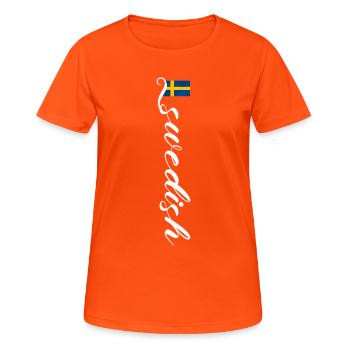 Suède - T-shirt respirant Femme - orange néon - Devant - AI Model Female 172 dark (172cm)