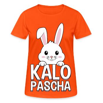 Kalo Pascha Lapin de Pâques grec orthodoxe - T-shirt respirant Femme - orange néon - Devant - AI Model Female 172 dark (172cm)