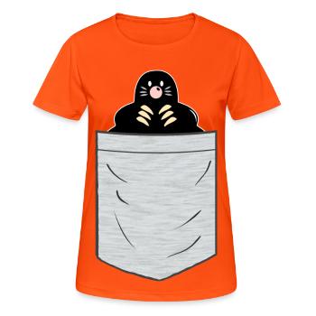 Poche poitrine Mole - T-shirt respirant Femme - orange néon - Devant - AI Model Female 172 dark (172cm)
