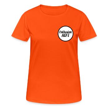 Collusion HiFi_Logo - Women's Breathable T-Shirt - neon orange - Front - AI Model Female 172 dark (172cm)