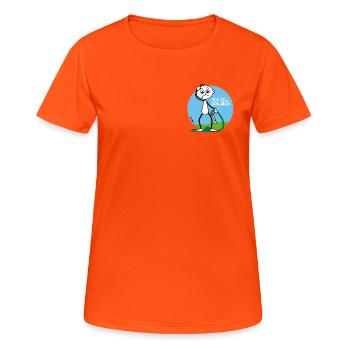 Figur Strichel: Steh auf dem Garten Schlauch. - Frauen T-Shirt atmungsaktiv - Neonorange - Vorne - AI Model Female 172 dark (172cm)