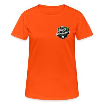 Aigle sportif vert et noir - T-shirt respirant Femme - orange néon - Devant - AI Model Female 172 dark (172cm)