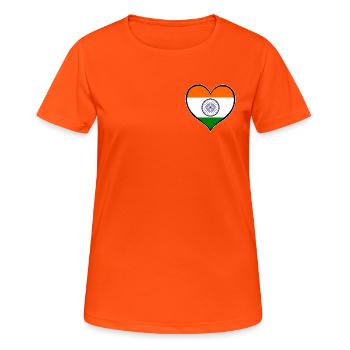 Indien Herzflagge - Frauen T-Shirt atmungsaktiv - Neonorange - Vorne - AI Model Female 172 dark (172cm)