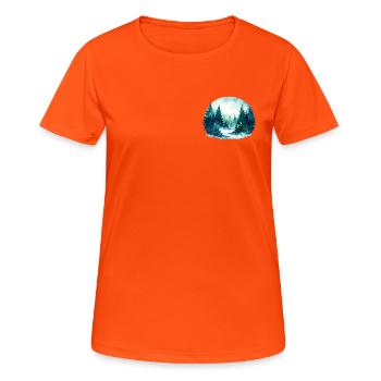 Spruce shadows – winter forest watercolor - Women's Breathable T-Shirt - neon orange - Front - AI Model Female 172 dark (172cm)