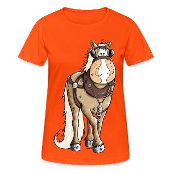 Gigantischer Kaltblüter - Kaltblut - Frauen T-Shirt atmungsaktiv - Neonorange - Vorne - AI Model Female 172 dark (172cm)