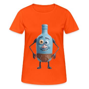 Ami de la bouteille bleue en slip - T-shirt respirant Femme - orange néon - Devant - AI Model Female 172 dark (172cm)