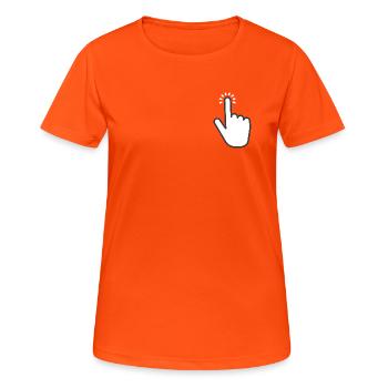 tap it hand click - Women's Breathable T-Shirt - neon orange - Front - AI Model Female 172 dark (172cm)