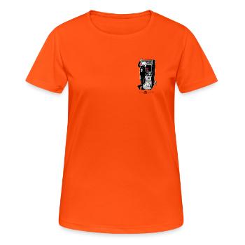 Skelett am Retro Arcade Herzschmerz - Frauen T-Shirt atmungsaktiv - Neonorange - Vorne - AI Model Female 172 dark (172cm)