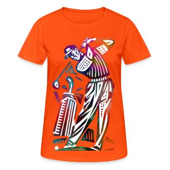 Abstraction colorée du golfeur - T-shirt respirant Femme - orange néon - Devant - AI Model Female 172 dark (172cm)