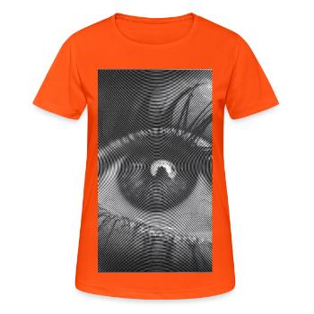 Spiralauge: Hypnotischer Blick - Frauen T-Shirt atmungsaktiv - Neonorange - Vorne - AI Model Female 172 dark (172cm)