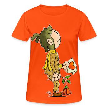 Quinn - der glückliche Liebesbrief / - Frauen T-Shirt atmungsaktiv - Neonorange - Vorne - AI Model Female 172 dark (172cm)