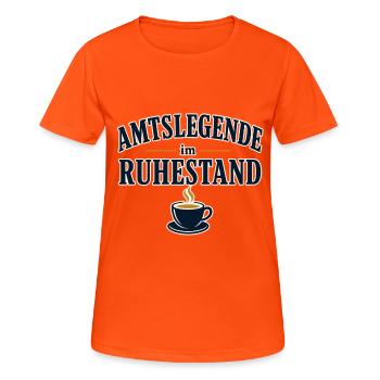 Amtslegende im Ruhestand - Frauen T-Shirt atmungsaktiv - Neonorange - Vorne - AI Model Female 172 dark (172cm)