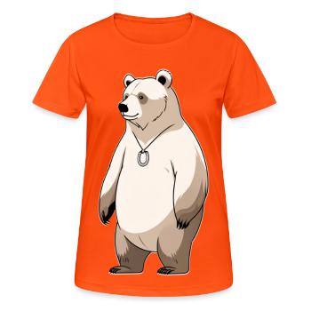Polarbär Cartoon Halskette - Frauen T-Shirt atmungsaktiv - Neonorange - Vorne - AI Model Female 172 dark (172cm)