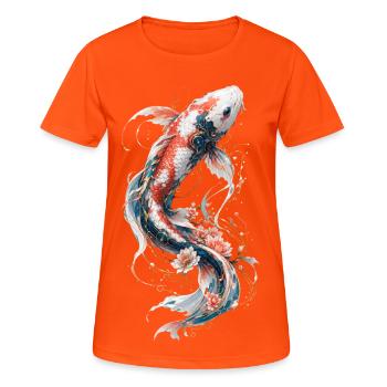 Koi mécanique florale - T-shirt respirant Femme - orange néon - Devant - AI Model Female 172 dark (172cm)